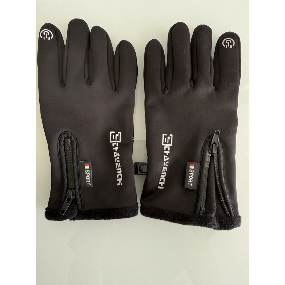 ✿ Etavenci iSport Winter Touchscreen Gloves Black Size L Fleece Lined Zipper